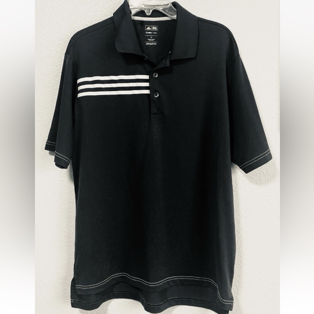 Adidas Golf Climacool Med Black Polo Collared Short Sleeve Shirt Athletic